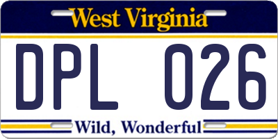 WV license plate DPL026