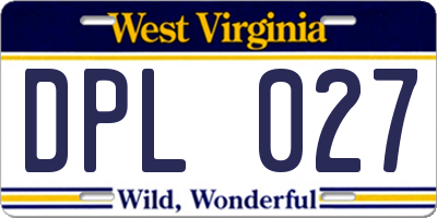 WV license plate DPL027