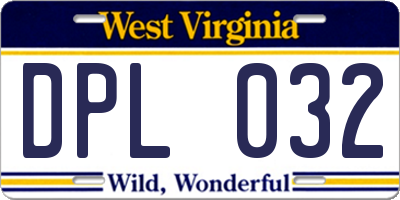 WV license plate DPL032