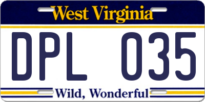 WV license plate DPL035