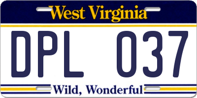 WV license plate DPL037