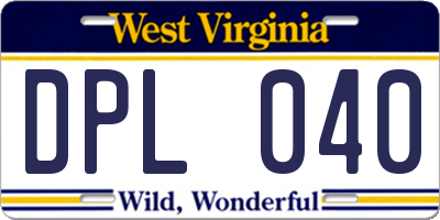 WV license plate DPL040
