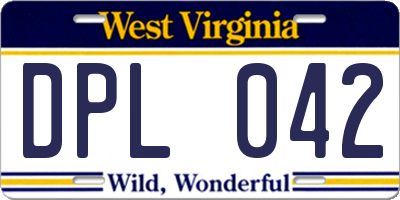 WV license plate DPL042