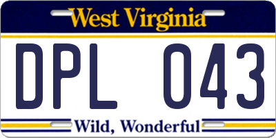 WV license plate DPL043