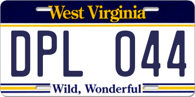 WV license plate DPL044