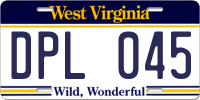 WV license plate DPL045