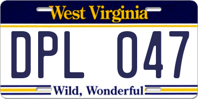 WV license plate DPL047