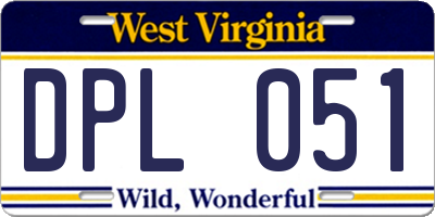 WV license plate DPL051