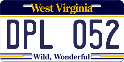 WV license plate DPL052
