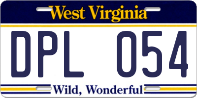 WV license plate DPL054