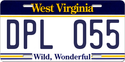 WV license plate DPL055