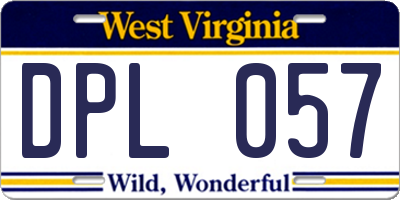 WV license plate DPL057