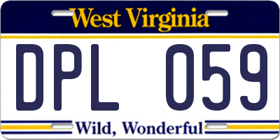 WV license plate DPL059