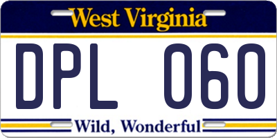 WV license plate DPL060