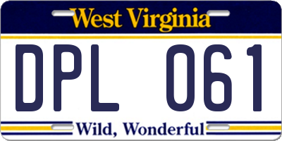 WV license plate DPL061