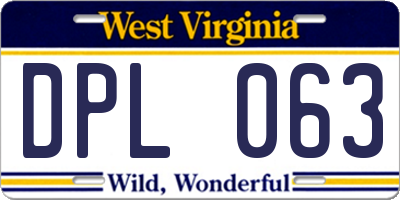 WV license plate DPL063