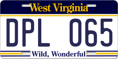 WV license plate DPL065