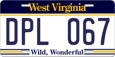 WV license plate DPL067