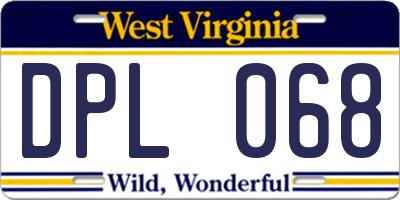 WV license plate DPL068
