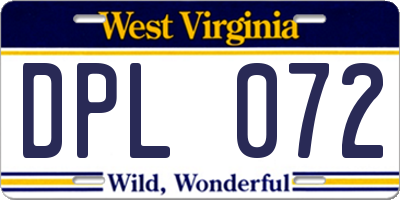 WV license plate DPL072