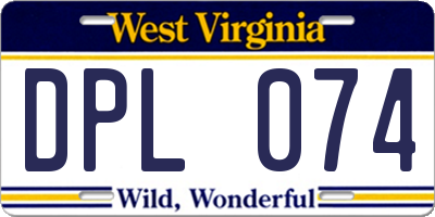 WV license plate DPL074