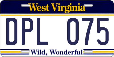 WV license plate DPL075