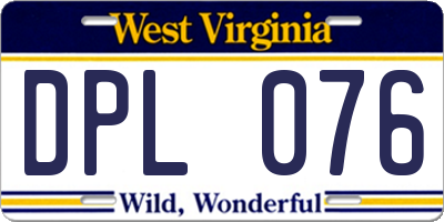 WV license plate DPL076