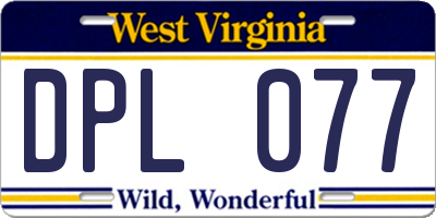 WV license plate DPL077