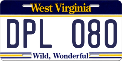 WV license plate DPL080