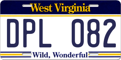 WV license plate DPL082