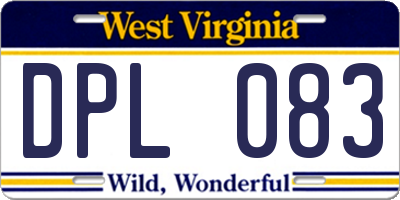 WV license plate DPL083