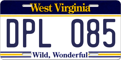 WV license plate DPL085