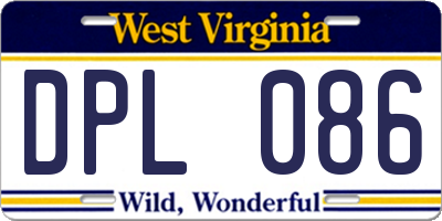 WV license plate DPL086