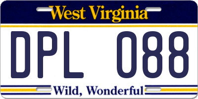 WV license plate DPL088