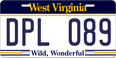 WV license plate DPL089