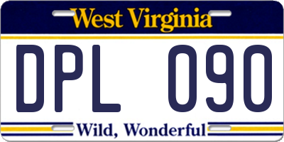 WV license plate DPL090