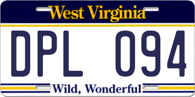 WV license plate DPL094