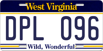 WV license plate DPL096