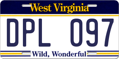 WV license plate DPL097