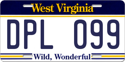 WV license plate DPL099