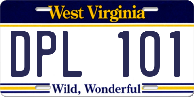 WV license plate DPL101