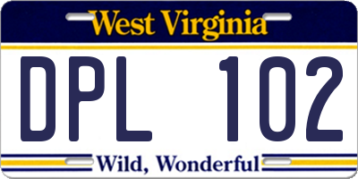 WV license plate DPL102