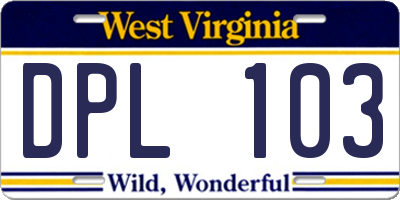 WV license plate DPL103