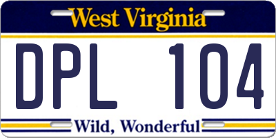 WV license plate DPL104