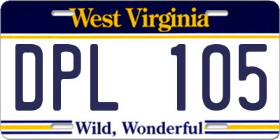 WV license plate DPL105