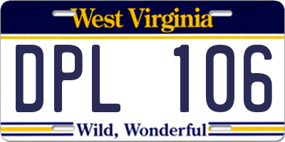 WV license plate DPL106