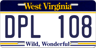 WV license plate DPL108