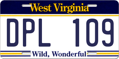 WV license plate DPL109