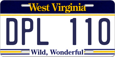 WV license plate DPL110
