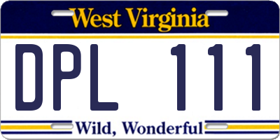 WV license plate DPL111
